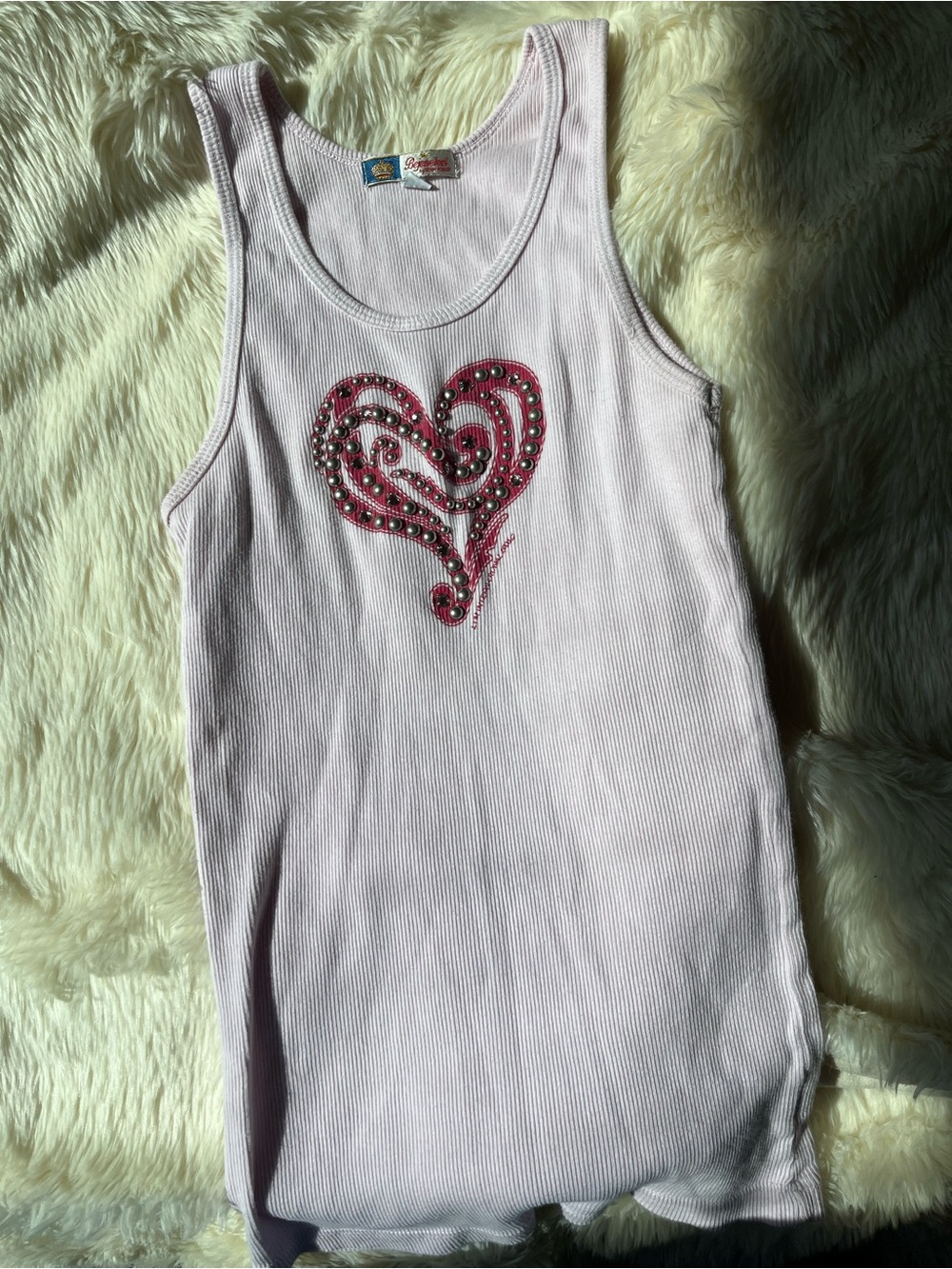 ⭐️RARE Y2K⭐️ Bejeweled by Susan Fixel Pink Heart Tank